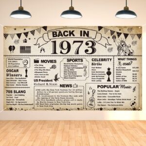 darunaxy 51st birthday party decorations, vintage back in 1973 banner 51 year old birthday party poster supplies vintage 1973 backdrop photography background for men & women 51st class reunion decor
