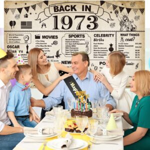 DARUNAXY 51st Birthday Party Decorations, Vintage Back in 1973 Banner 51 Year Old Birthday Party Poster Supplies Vintage 1973 Backdrop Photography Background for Men & Women 51st Class Reunion Decor