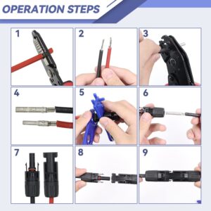 YMYP Solar Panel PV Cable Crimping Tool Kit with Stripper & 8 Pairs Connectors 1Pair Spanners, Crimper for AWG14-10 (2.5/4/6mm²) Solar Connectors