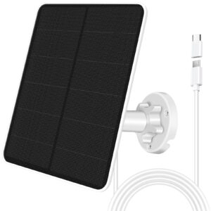 solar panel for security camera,7w camera solar panel with micro usb & usb-c port,ip65 waterproof security camera solar panel for dc 5v rechargeable battery camera,9.8ft charging cable(1 pack)
