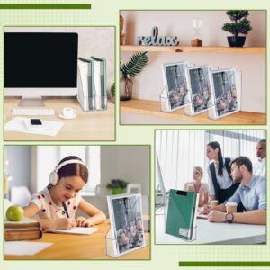 12 Pcs Clear Acrylic Magazine File Holder Plastic Desk Organizer with Handle Basics Vertical Magazine Rack Desk Folder Document Storage Organizer for Home Office School Work Study Desktop Supplies