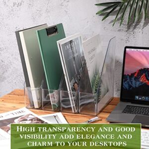 12 Pcs Clear Acrylic Magazine File Holder Plastic Desk Organizer with Handle Basics Vertical Magazine Rack Desk Folder Document Storage Organizer for Home Office School Work Study Desktop Supplies