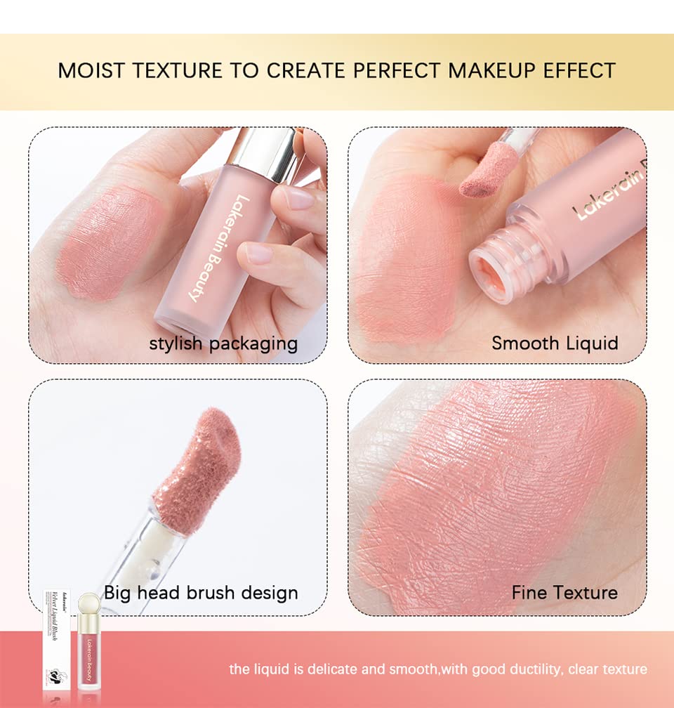 Liquid Blush, Matte and Dewy Finishes Cream Blush Stick for Cheek, Lightweight, Long-Wearing, Smudge Proof, Natural-Looking, Easy to Blend Blusher Makeup (#01)