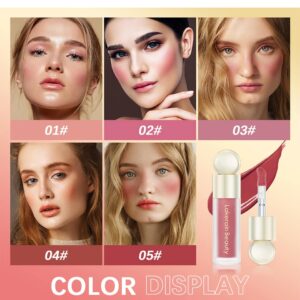 Liquid Blush, Matte and Dewy Finishes Cream Blush Stick for Cheek, Lightweight, Long-Wearing, Smudge Proof, Natural-Looking, Easy to Blend Blusher Makeup (#01)