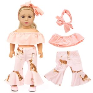 XFEYUE 7 Sets 18 inch Doll Clothes Gifts and Accessories, Mickey,Unicorn Doll Clothes Fit American18 inch Doll