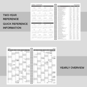 2024 Weekly Appointment Book/Planner - Jan 2024 - Dec 2024, 2024 Daily Hourly Planner, 6.3" x 8.5", Half Hour (30 Mins) Interval, Tabs, Strong Binding, Lay-Flat, Two-Side Pocket, Thick Paper - Gray