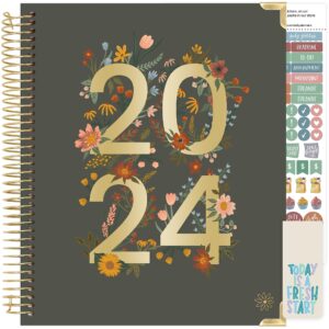 bloom daily planners 2024 hardcover calendar year goal & vision planner (january 2024 - december 2024) - monthly/weekly column view agenda organizer - 7.5" x 9" - dreams in bloom