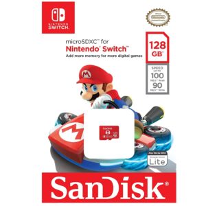 SanDisk 128GB Nintendo Switch Micro SD Card for The Switch, Switch OLED and Switch Lite Memory Card 128 GB High Speed (SDSQXAO-128G-GNCZN) Bundle with (1) Everything But Stromboli MicroSD Card Reader