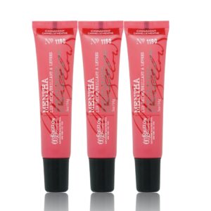 c.o. bigelow cinnamint mentha lip shine lip balm trio, lip gloss & balm tubes, 3 pack, 0.5 oz / 14g each