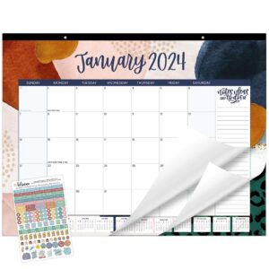 bloom daily planners 2024 desk calendar - 21" x 16" large monthly organizer pad with stickers (january 2024 - december 2024) desktop blotter - seasonal