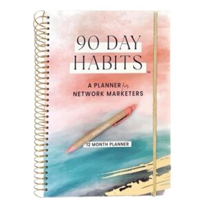 90 day habits 12 month business planner for men & women - daily, weekly and monthly planner for entrepreneurs, network marketers, direct sellers - spiral hardcover with elastic closure & pen holder