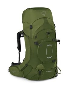 osprey aether 65l men's backpacking backpack, garlic mustard green, extended fit, small/medium