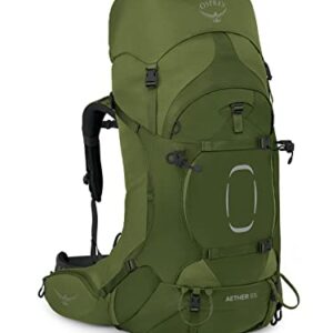 Osprey Aether 65L Men's Backpacking Backpack, Garlic Mustard Green, Extended Fit, Small/Medium