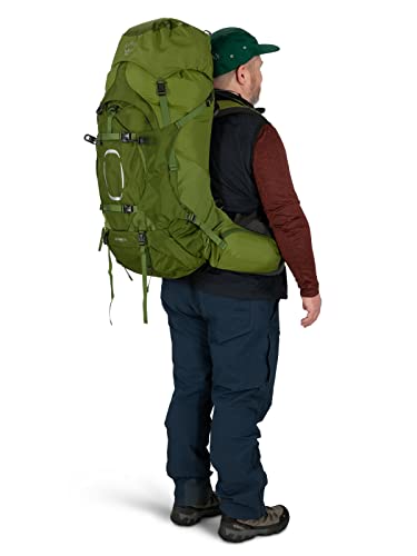 Osprey Aether 65L Men's Backpacking Backpack, Garlic Mustard Green, Extended Fit, Small/Medium