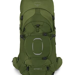 Osprey Aether 65L Men's Backpacking Backpack, Garlic Mustard Green, Extended Fit, Small/Medium