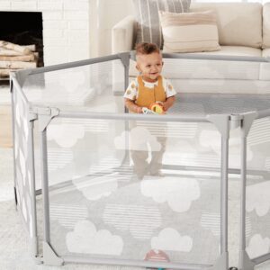 Skip Hop Expandable Baby Gate, Playview Enclosure, Silver Lining Cloud