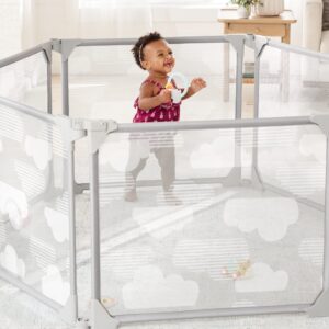 Skip Hop Expandable Baby Gate, Playview Enclosure, Silver Lining Cloud