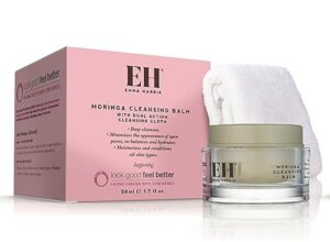 emma hardie cleansing balm, moringa oil makeup remover balm with microfiber face cloth, with vitamin e and grapeseed oil, cleansing balm makeup remover and makeup remover cloth (50 ml)