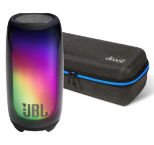 jbl pulse 5 black bluetooth light show speaker bundle with premium divvi! hardshell case