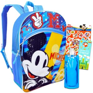 mickey mouse backpack for boys, girls set - mickey school bag bundle with 16" mickey backpack, mickey stickers, water bottle, more | mickey backpack for kids