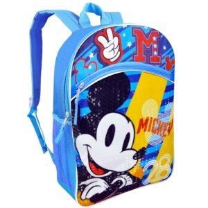 Mickey Mouse Backpack for Boys, Girls Set - Mickey School Bag Bundle with 16" Mickey Backpack, Mickey Stickers, Water Bottle, More | Mickey Backpack for Kids