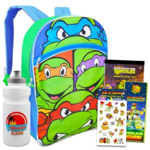 teenage mutant ninja turtles backpack for boys - bundle with 16” tmnt backpack, water bottle, stickers, more | tmnt backpack kids