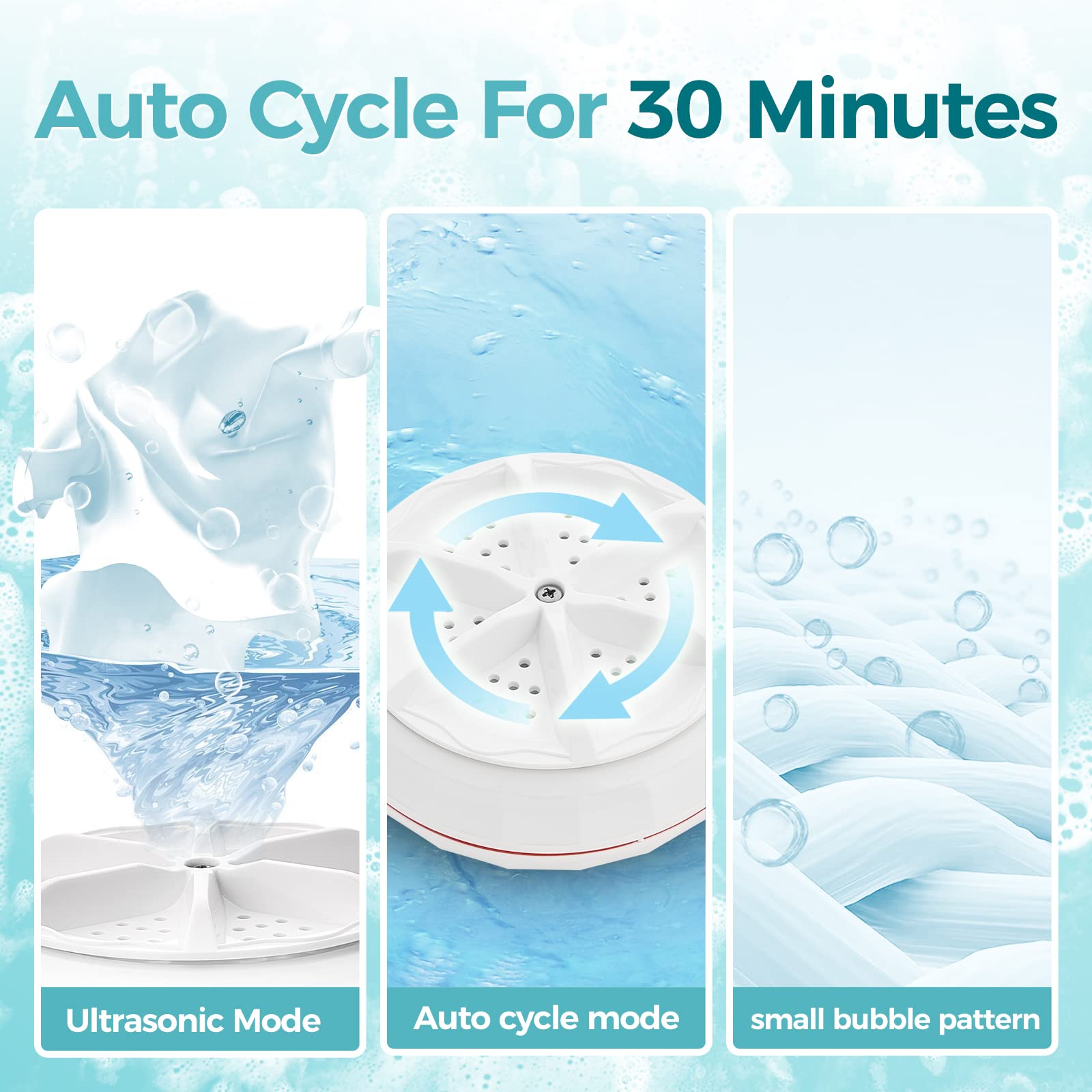 Ultrasonic Mini Washing Machine Turbine with bucket,Portable Folding Fordable Washers,Mini Washing 3in1 Dishwashers for children's clothes Socks,Underwear,Bra, Laundry Tub …