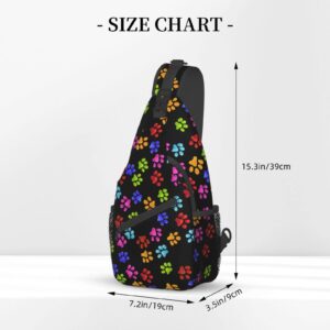 ROSIHODE Colorful Dog Paw Print Sling Bag Crossbody Backpack,Casual Gym Bag Travel Bag Outdoor Hiking Daypack for Men Women