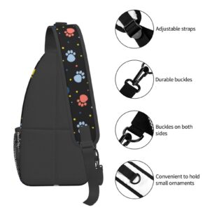 ROSIHODE Cute Dog Paw Print Sling Bag, Fashion Crossbody Backpack Shoulder Bag Chest Bag for Men Women Cycling Hiking Travel