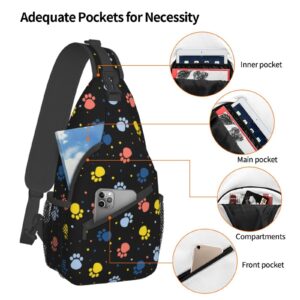 ROSIHODE Cute Dog Paw Print Sling Bag, Fashion Crossbody Backpack Shoulder Bag Chest Bag for Men Women Cycling Hiking Travel