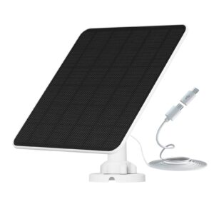 6w solar panel for security camera, usb solar panel compatible with rechargeable battery powered camera, solar panel with 9.8ft charge cable, ip65 waterproof, adjustable security wall mount