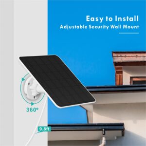 6W Solar Panel for Security Camera, USB Solar Panel Compatible with Rechargeable Battery Powered Camera, Solar Panel with 9.8ft Charge Cable, IP65 Waterproof, Adjustable Security Wall Mount