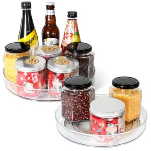 Lazy Susan Condiments Organizer, Spice Rack Storage Turntable for Cabinet,Fridge,Countertop,Pantry,Bathroom, Round 2Pack (9.25"&10.6"),Clear