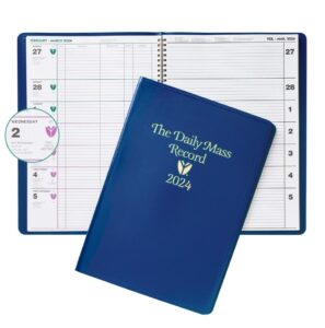 the 2024 daily mass record book by franklin x. mccormick | ecclesiastical year | planner lays flat on desk | keep track of daily catholic readings | vestment color guide | organization for church and clergy