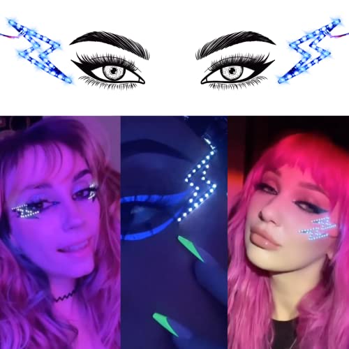 Neon Cowboys® Light-up LED Face Jewelry Sticker Gems, Face Jewels for Women, Light Up Cowboy Stickers, Eye Gems, Makeup Gems, Festival, Birthday, Bachelorette Party, Concert Neon Stickers