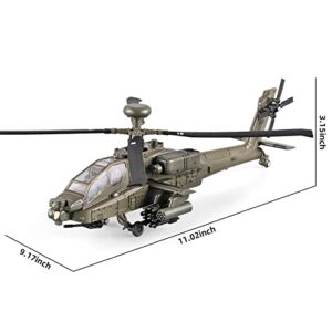 OANMYJJO Helicopter for Boys AH-64 Longbow Apache Helicopter Model Airplane,Diecast Military Attack Helicopter，Model Airplane with Light and Sound，Suitable for Military Lovers to Collect and Gift.