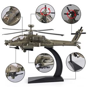 OANMYJJO Helicopter for Boys AH-64 Longbow Apache Helicopter Model Airplane,Diecast Military Attack Helicopter，Model Airplane with Light and Sound，Suitable for Military Lovers to Collect and Gift.