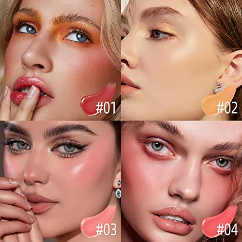 BEFIVECOK Liquid Blush for Cheeks, Soft Cream Blush with Cushion Applicator, Dewy Finish Matte Velvet Texture, Natural-Looking, High-Pigmented Blendable, Long-Wearing Skin Tint Blush Makeup | #01 SEDUCTIVE-Bright Red