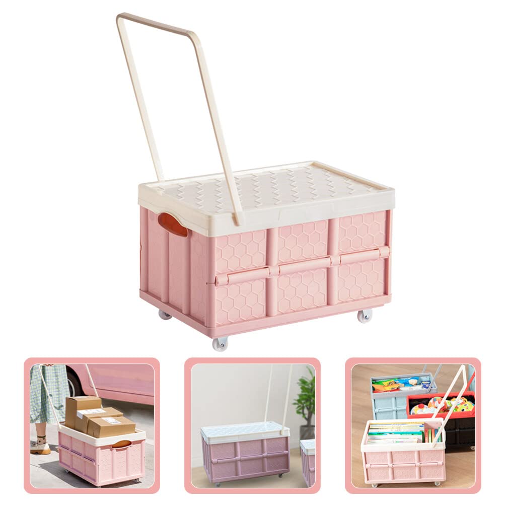 Cabilock Moving Boxes Foldable Storage Bins with Lids Collapsible Storage Box Utility Wagon Camping Garden Shopping Cart Grocery Toy Clothes Books Container With Wheel Collapsible Storage Bins