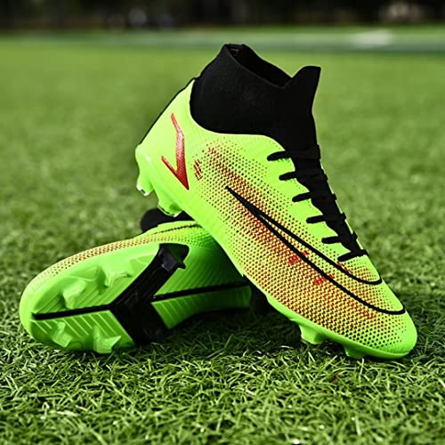 Unisex Football Soccer Cleats Shoes Men/Women Training Athletic Sneakers Boots for Big Boys Green