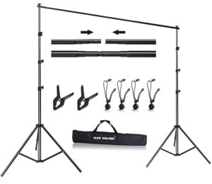 slow dolphin 10x 8.5 ft photo backdrop stand, adjustable photography background support system stand for photo video studio with carrying bag, clips, clamps
