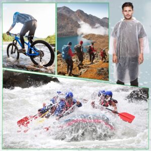 Pasimy 150 Pcs Disposable Rain Ponchos Bulk for Adults Emergency Ponchos with Hood for Man Women Travelling Camping Hiking(Clear)