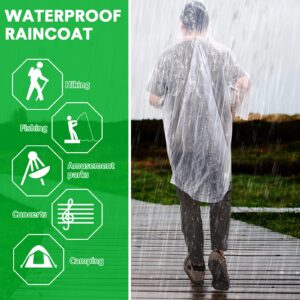 Pasimy 150 Pcs Disposable Rain Ponchos Bulk for Adults Emergency Ponchos with Hood for Man Women Travelling Camping Hiking(Clear)