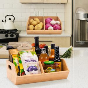 otovioia 2 Set Bamboo Storage Bin, Pantry Organization and Storage Baskets, Kitchen Organization, Potato and Onion Storage Bin - Ideal for Pantry, Countertop, and Vegetable Storage