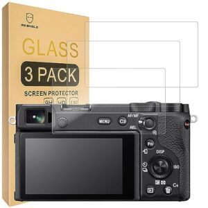 mr.shield [3-pack] screen protector for sony alpha a6600 a6100 a6400 a6000 a5000 a6300 nex-7 nex-3n nex-5 nex-6l [not for a6500/a5100] [tempered glass] [9h hardness] screen protector