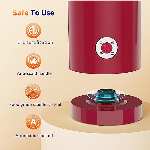Milk Frother and Steamer, GREECHO 4 IN 1 Electric Milk Frother, 10.2oz/300ml Automatic Warm & Cold Milk Foamer for Coffee, Latte, Silent Operation & Automatic Shut-off, Viva Magenta Rose Red