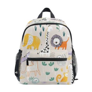 animals childish jungle pattern tiger toddler backpack for kids boy's girl's cute children kindergarten school book bag with chest strap small