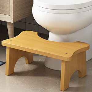 bamboo toilet stool for adults, 7" poop stool, bathroom toilet potty stool with non-slip mat for adults children, original simple design healthy portable adult toilet poop stool.(wood) healthy gifts