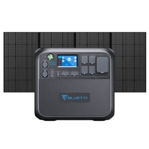 bluetti solar generator ac200max with 350w solar panel included, 2048wh portable power station w/ 4 2200w ac outlets, lifepo4 battery pack, expandable to 8192wh for home backup, road trip, off grid