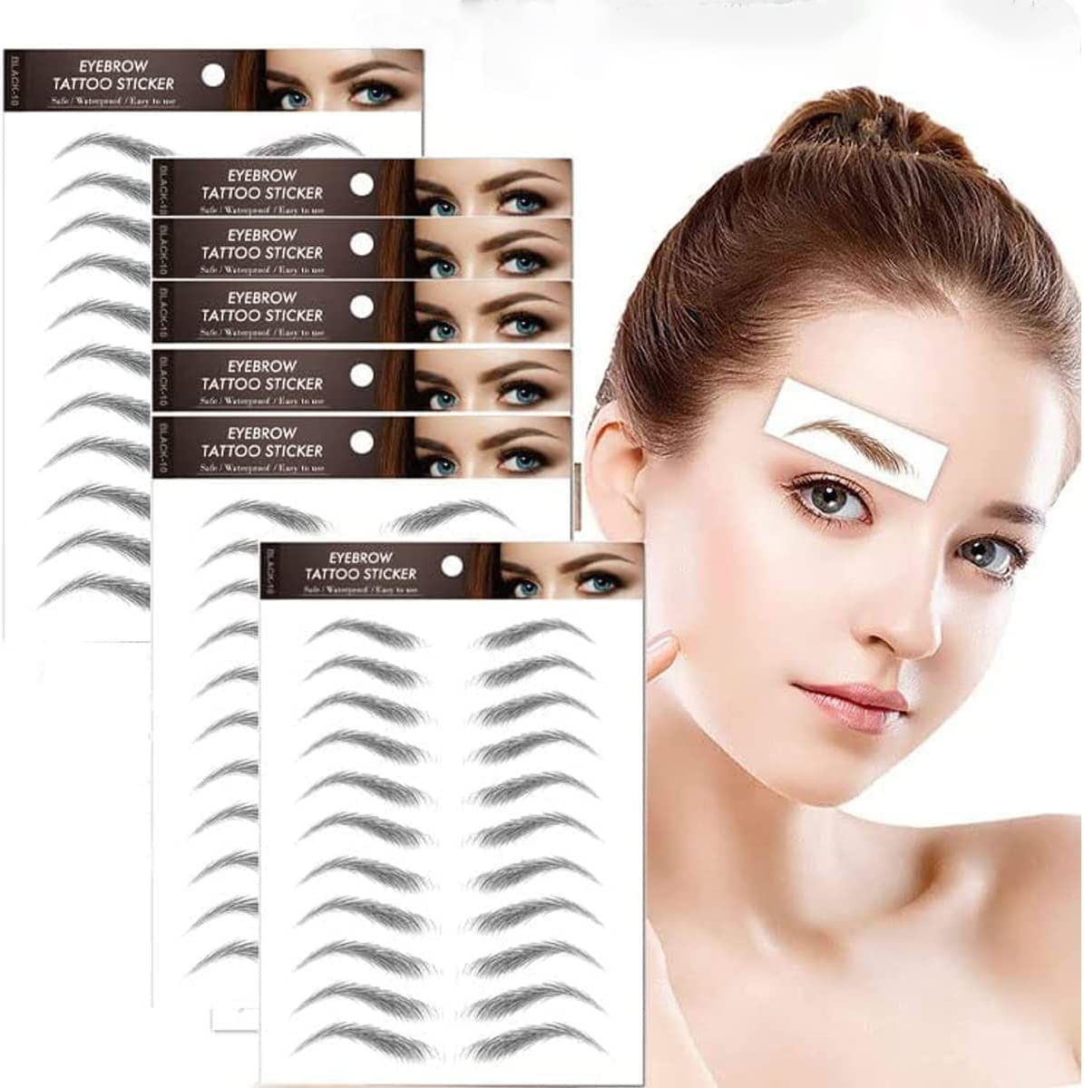 77Pairs 4D Hair-Like Eyebrow Tattoo Stickers Waterproof Natural Fake Eyebrow Stickers,Long Lasting Eyebrow Grooming Shaping Perfect for Women and Girls (Brown)